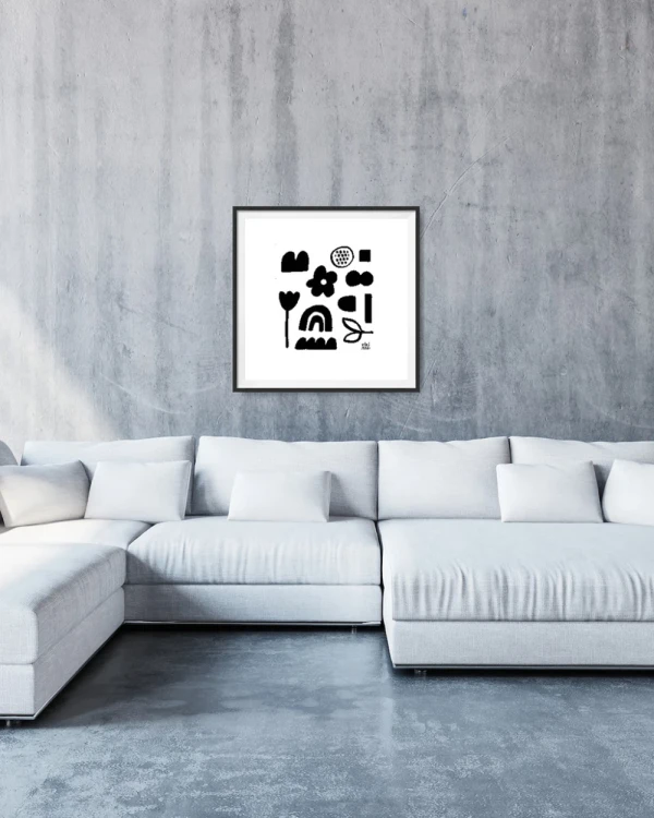 Negro - Varilla tipo triangulito blanca mas paspartu blanco / 21 x 30