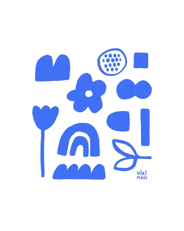 Azul - Varilla pelotitas blanca / 21 x 30