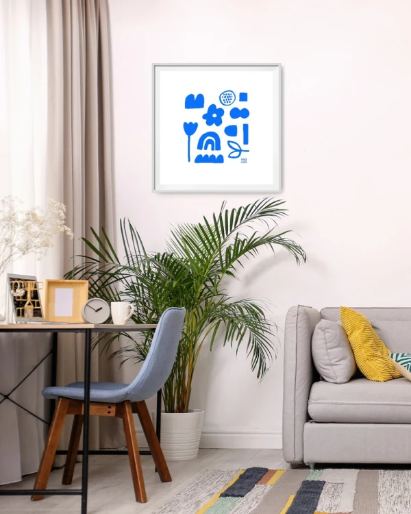 Azul - Varilla pelotitas blanca / 21 x 30