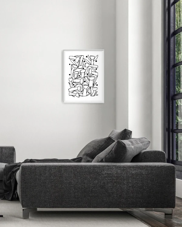 Amistad - Varilla tipo box negro mas paspartu negro / 21 x 30