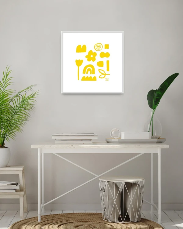 Amarillo - Varilla chata de 3 cm con bajadita blanco liso / 21 x 30