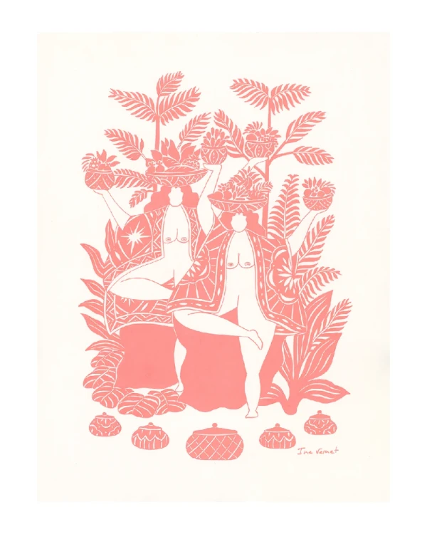 Abundancia - 30 x 42 / Marco chato en chanfle celeste vintage