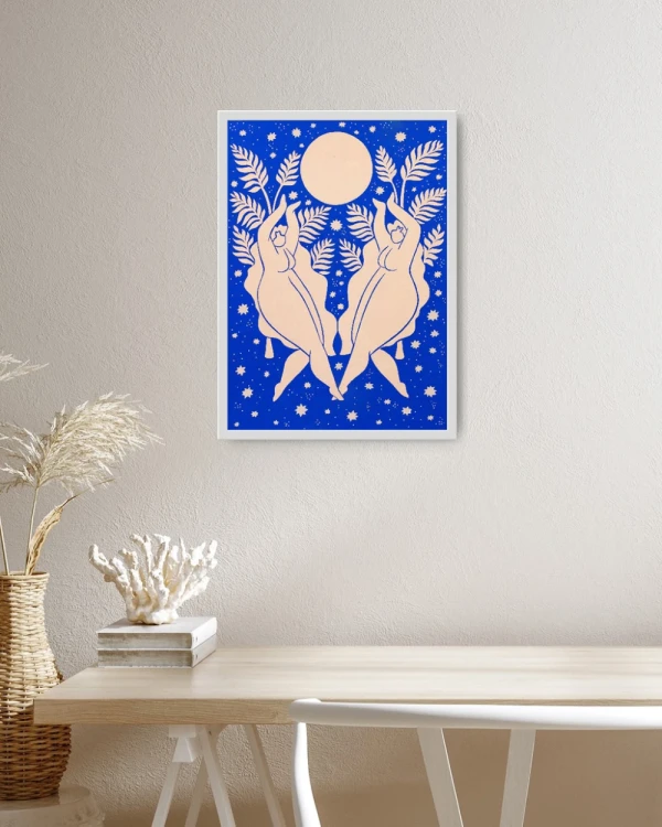 Baño de luna - 30 x 42 / Marco de pelotitas blanco liso