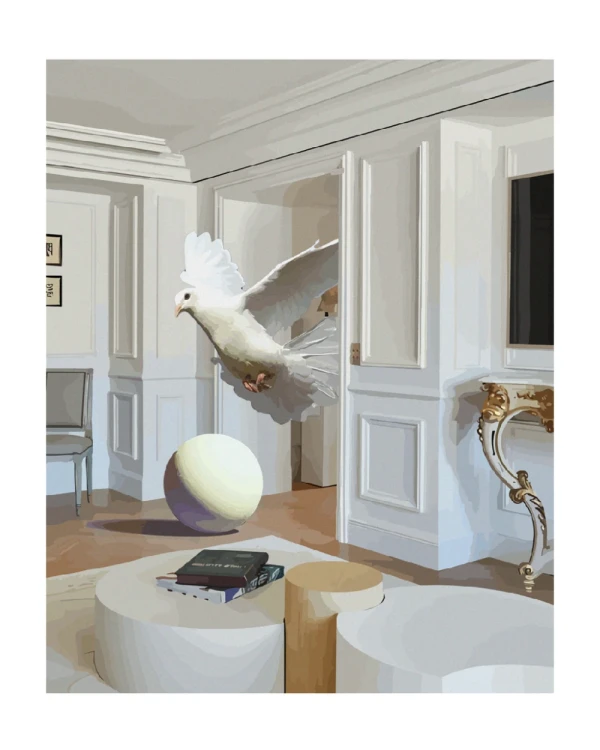 Paloma blanca - Marco piramidal plata vintage