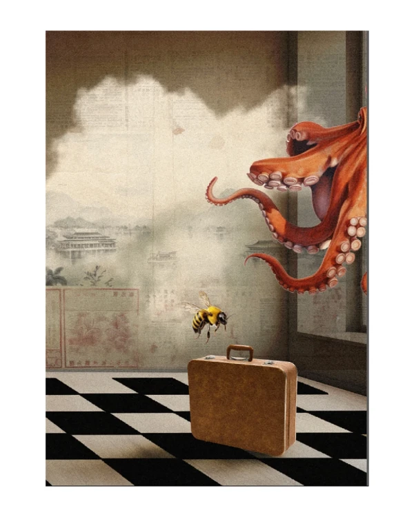 Octopus - Marco tipo box negro mas passepartout negro