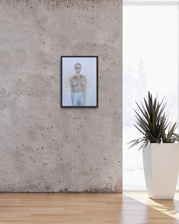 Mujer 3 - Marco tipo box negro + passepartout piedra