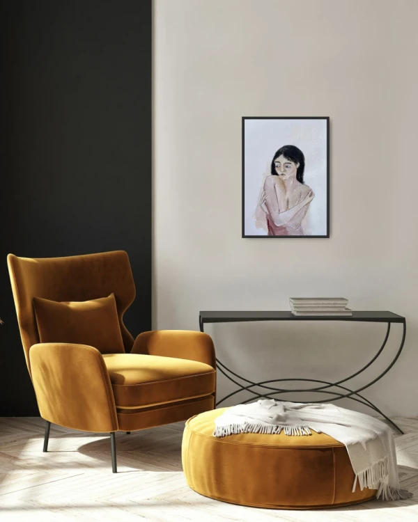 Mujer 5 - Marco en L recto negro mas passepartout