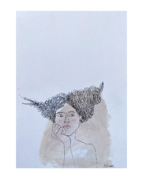 Mujer 6 - Marco chato de 3 cm madera mas passepartout