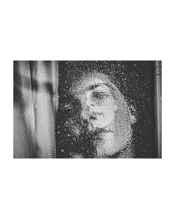 Lluvia - 90 x 60 / Marco en L recto blanco