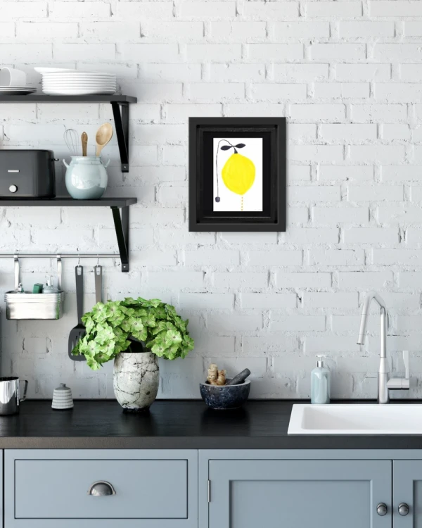 Lemon - Marco en L negro + passepartout gris