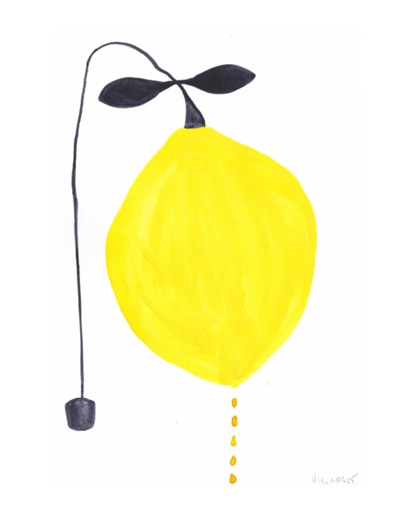 Lemon - Marco en L negro + passepartout gris