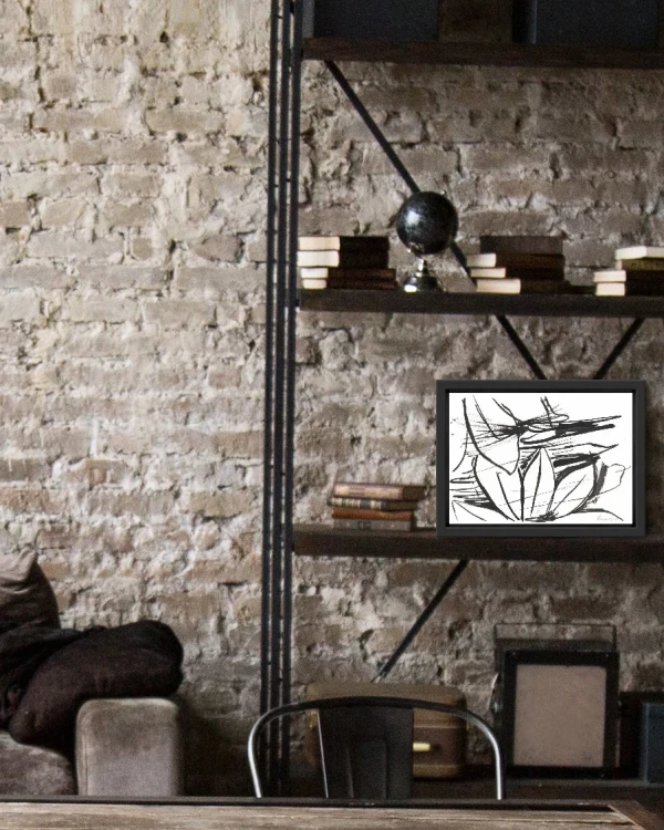 Flower - Marco en L negro + passepartout gris