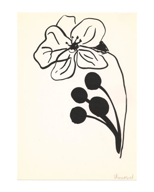 Flor - Marco chato dorado + passepartout colorado