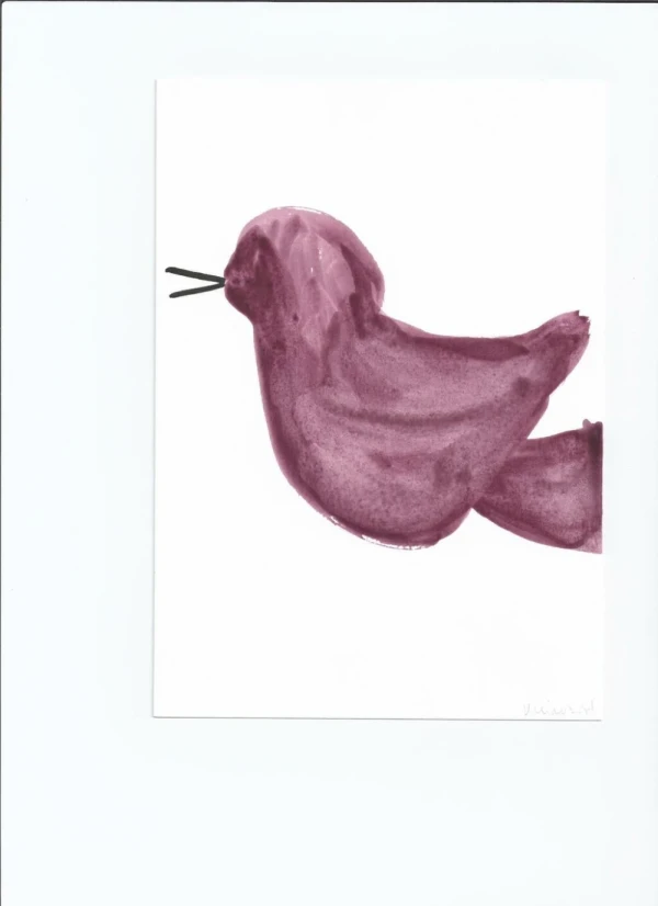 Birdie - Marco chanfle madera + passepartout piedra