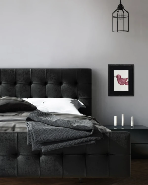 Birdie - Marco chanfle madera + passepartout piedra