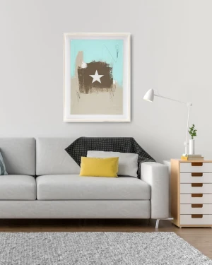 Estrella Blanca - Turquesa  - L 15x15 redondeada marupï