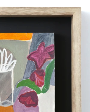 Palmera Cola - Marco tipo box madera kiri mas fondo negro