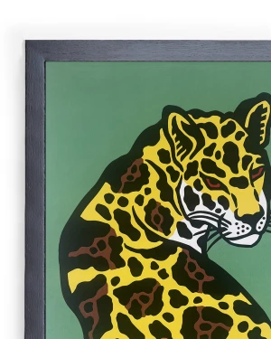 La mirada del jaguar - Amarillo / Marco negro de 1,5 x 3,5cm Pequeño - 33x24 cm