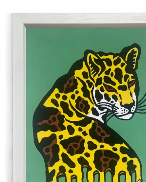 La mirada del jaguar - Amarillo / Marco Blanco 2 x 3,5cm Pequeño - 34x25 cm