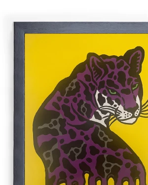 La mirada del jaguar - Púrpura / Marco negro de 1,5 x 3,5cm Pequeño - 33x24 cm