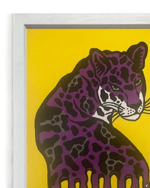 La mirada del jaguar - Púrpura / Marco Blanco 2 x 3,5cm Pequeño - 34x25 cm