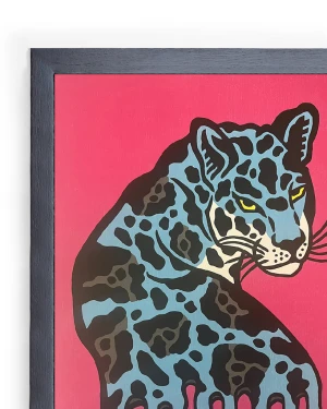 La mirada del jaguar - Púrpura / Marco Blanco 2 x 3,5cm Pequeï¿½o - 34x25