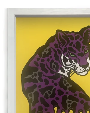 La mirada del jaguar - Púrpura / Marco Blanco 2 x 3,5cm Grande - 49x36 cm