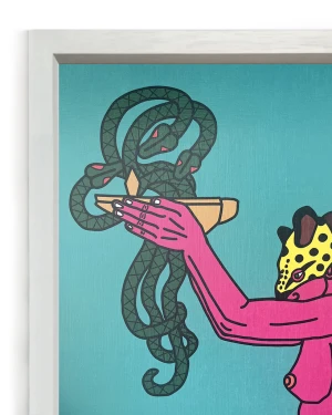 La ofrenda - turquesa / Marco Blanco 2 x 3,5cm Pequeño - 34x25 cm