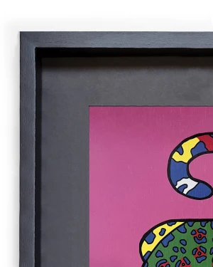 Jaguar Geométrio - amarilla / Marco negro con fondo negro pequeño - 42x33