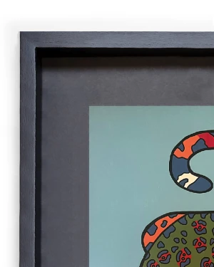 Jaguar Geométrio - naranja / Marco negro con fondo negro grande - 57x44