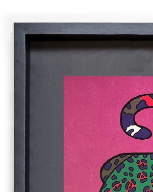 Jaguar Geométrio - verde / Marco negro con fondo negro grande - 57x44