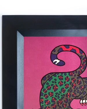 Jaguar Geométrio - verde / Marco rampa negra lisa pequeño - 34x25