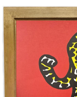 Jaguar al acecho - Naranja / Marco dorado a la hoja con garganta pequeño - 27x38 cm