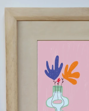 Mushi - 30 X 42 / Marco en chanfel de 3.5 cm en kiri natural mas paspartu piedra