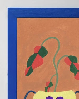 Sad Cora - 21 x 30 / Marco chato de 3 cm azul ultramar