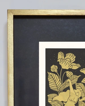 Baile de la noche - 30 X 42 / Marco L 1.5 x 35 dorado con pasepartu negro