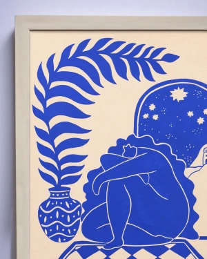 Calma y quietud - 30 x 42 / Marco box mini marupa natural