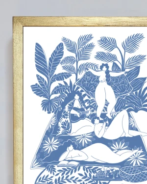 Gozando la vida - 30 x 42 / Marco chato de 1,5 cm dorado