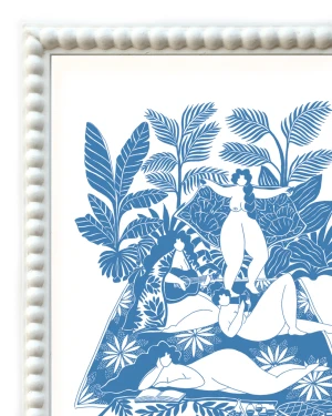 Gozando la vida - 30 x 42 / Marco de pelotitas blanco liso