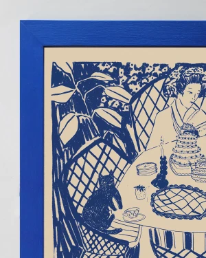 Azul - 21 x 30 / Marco chato de 3 cm azul ultramar