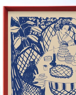 Azul - 21 x 30 / Marco piramidal rojo chinese