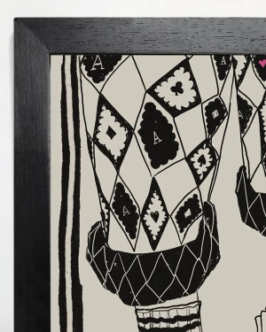 Babucha rombos - 30 X 42 / Marco chato de 3 cm negro liso