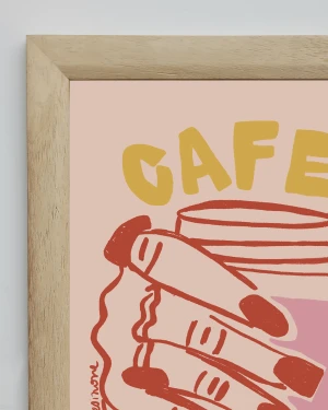 Cafe - 21 x 30 / Marco chato con rampita kiri natural