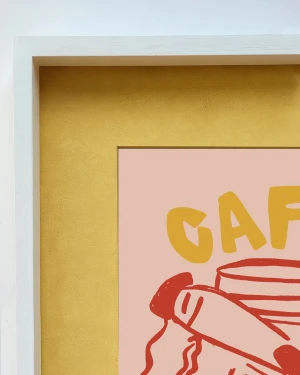 Cafe - 30 X 42 / Marco box blanco mas paspartu ocre