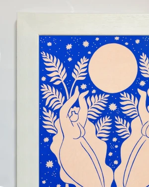 Baño de luna - 30 x 42 / Marco chato de3 cm con bajadita blanco liso