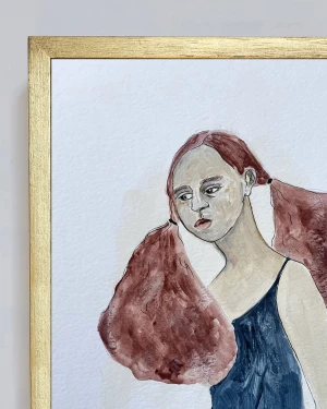 Mujer 2 - Marco chato 20 x 20 dorado