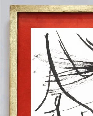 Flower - Marco chato dorado + passepartout colorado