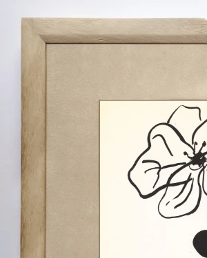 Flor - Marco chanfle madera + passepartout piedra