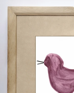 Birdie - Marco chanfle madera + passepartout piedra