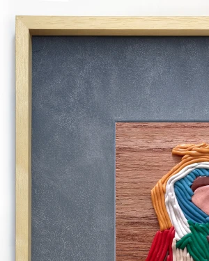 Sentimientos 5 - Marco tipo box madera + fondo gris